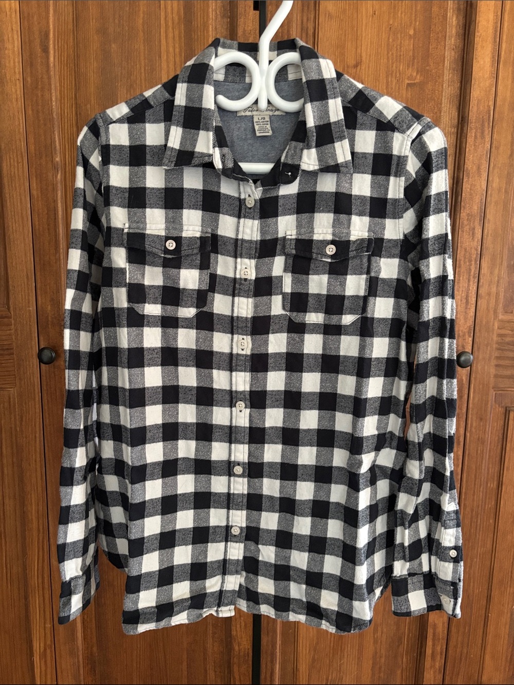 Tailor Vintage Black and White Buffalo Plaid Button-Down Flannel Shirt